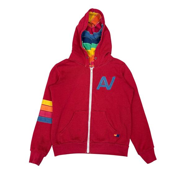 Aviator Nation Signature Rainbow Full Zip Hoodie Youth 10 Loungewear Rare Read - Picture 1 of 11